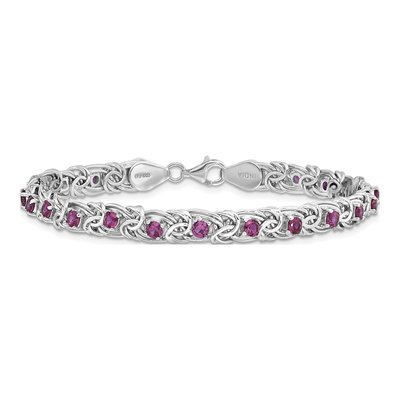 Sterling Silver Dark Pink Glass Link Bracelet – view 4