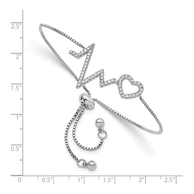 Sterling Silver CZ Heartbeat Bracelet – view 3