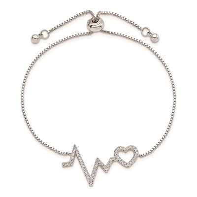 Sterling Silver CZ Heartbeat Bracelet – view 4