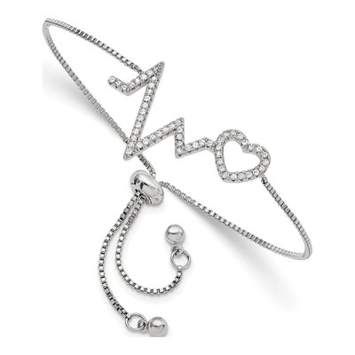 Sterling Silver CZ Heartbeat Bracelet