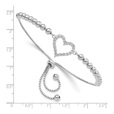 Sterling Silver CZ Heart Adjustable Bracelet – view 3