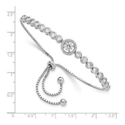 Sterling Silver CZ Halo Adjustable Bracelet – view 3
