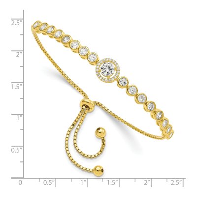 Gold-Plated Sterling Silver CZ Halo Adjustable Bracelet – view 3