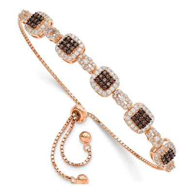 Rose Gold-Plated Sterling Silver CZ Adjustable Bracelet
