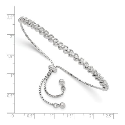 Sterling Silver CZ Adjustable Box Bracelet – view 3