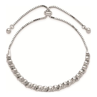 Sterling Silver CZ Adjustable Box Bracelet – view 4