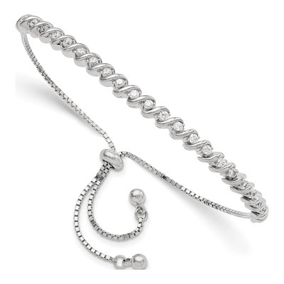 Sterling Silver CZ Adjustable Box Bracelet