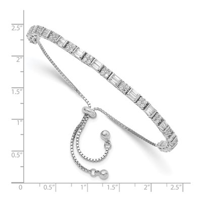 Sterling Silver CZ Adjustable Box Bracelet – view 3