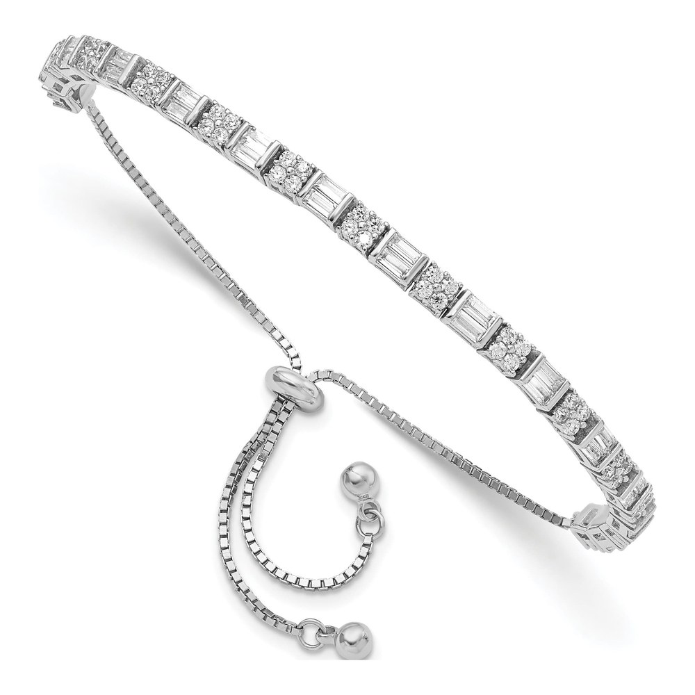 Sterling Silver CZ Adjustable Box Bracelet