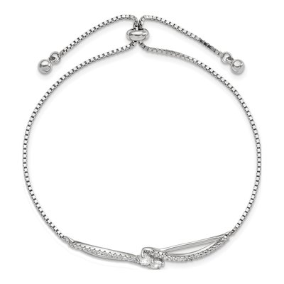 Sterling Silver CZ Adjustable Bracelet – view 4
