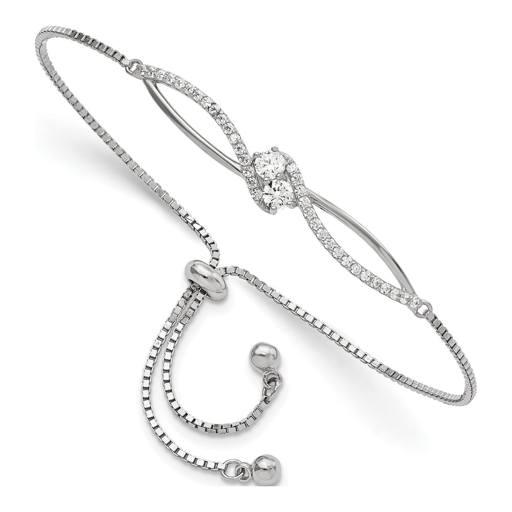 Sterling Silver CZ Adjustable Bracelet