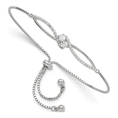 Sterling Silver CZ Adjustable Bracelet