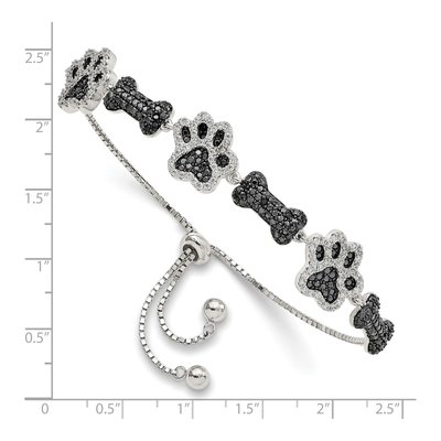 Sterling Silver CZ Paw Print Dog Bone Bracelet – view 3