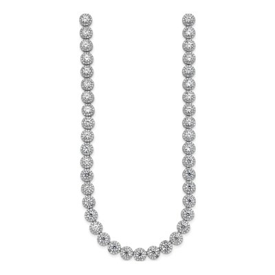 Sterling Silver CZ Halo Necklace – view 3