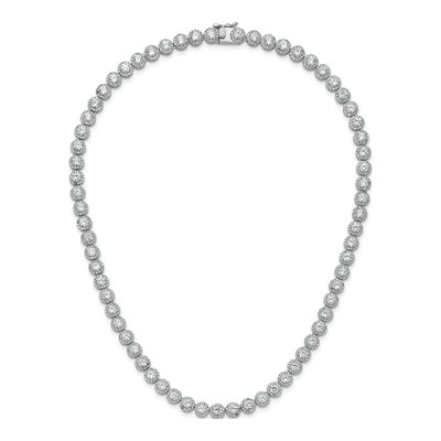Sterling Silver CZ Halo Necklace – view 5