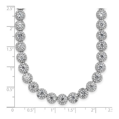 Sterling Silver CZ Halo Necklace – view 6