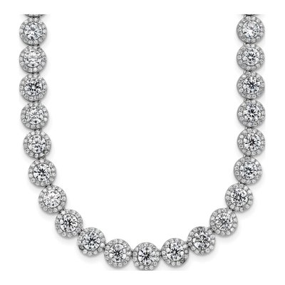 Sterling Silver CZ Halo Necklace