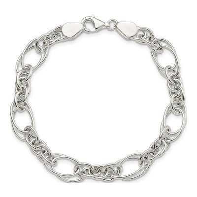 Sterling Silver 8.94mm Fancy Link Chain Bracelet – view 3