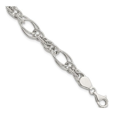 Sterling Silver 8.94mm Fancy Link Chain Bracelet