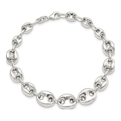 Sterling Silver 10.14mm Fancy Link Chain Bracelet – view 3