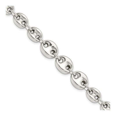 Sterling Silver 10.14mm Fancy Link Chain Bracelet