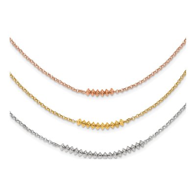 Gold-Plated Sterling Silver 1.5mm Beaded Strand Rolo Chain