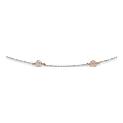 Rose Gold-Plated Sterling Silver CZ Station Necklace
