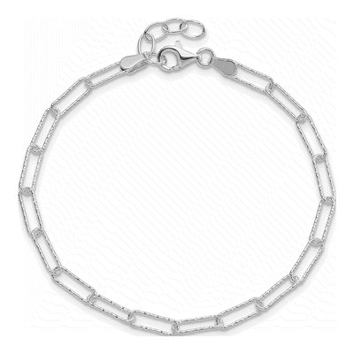 Sterling Silver 3.33mm Diamond-Cut Paperclip Chain Bracelet – view 4