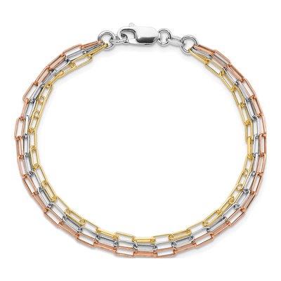 Sterling Silver 2.49mm 3-Strand Paperclip Chain Bracelet – view 4