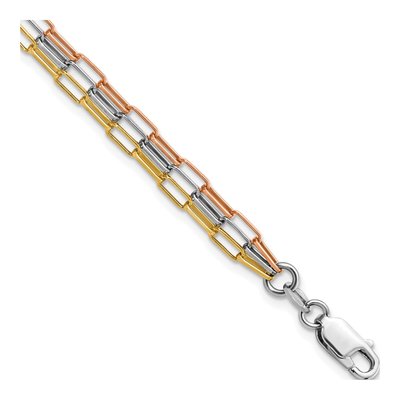 Sterling Silver 2.49mm 3-Strand Paperclip Chain Bracelet