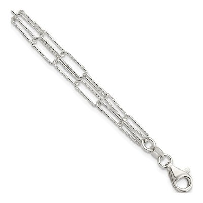 Sterling Silver Diamond-Cut Link Bracelet