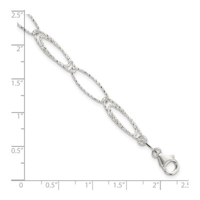 Sterling Silver Diamond-Cut Fancy Link Bracelet – view 3