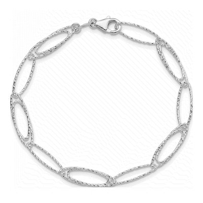 Sterling Silver Diamond-Cut Fancy Link Bracelet – view 4