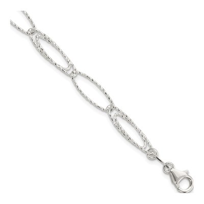 Sterling Silver Diamond-Cut Fancy Link Bracelet