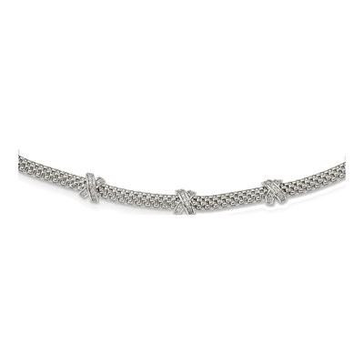 Sterling Silver CZ X's Necklace