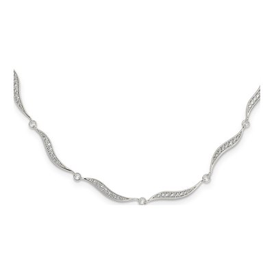 Sterling Silver 2.96mm Wavy CZ Fancy Link Chain