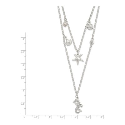 Sterling Silver CZ Pearl Beach Theme 2-Strand Necklace – view 4