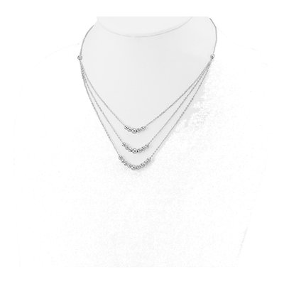 Sterling Silver 3-Strand Beaded Necklace – view 4