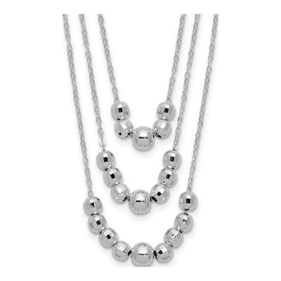 Sterling Silver 3-Strand Beaded Necklace