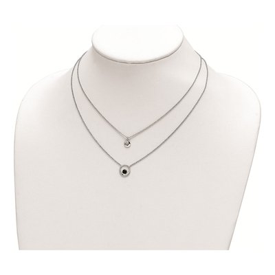 Sterling Silver Enamel Circles 2-Strand Necklace – view 4