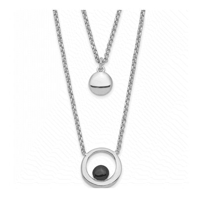 Sterling Silver Enamel Circles 2-Strand Necklace