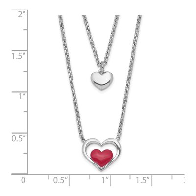 Sterling Silver Enamel Heart 2-Strand Pendant Necklace – view 3