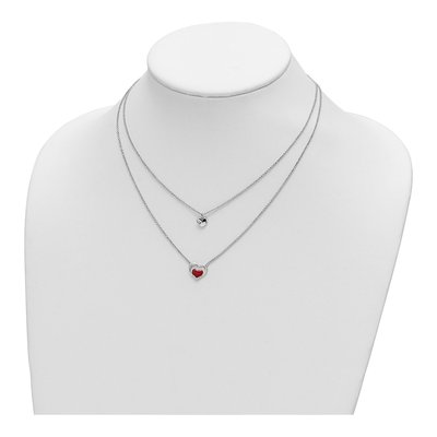 Sterling Silver Enamel Heart 2-Strand Pendant Necklace – view 4
