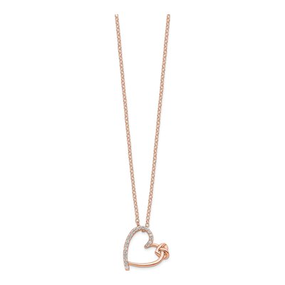Rose Gold-Plated Sterling Silver CZ Heart Pendant Necklace – view 3