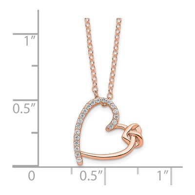 Rose Gold-Plated Sterling Silver CZ Heart Pendant Necklace – view 5