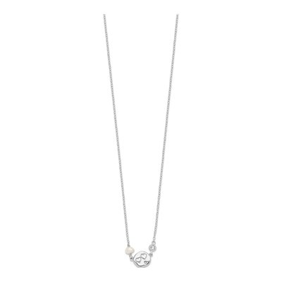 Sterling Silver CZ Pearl Heart Pendant Necklace – view 3