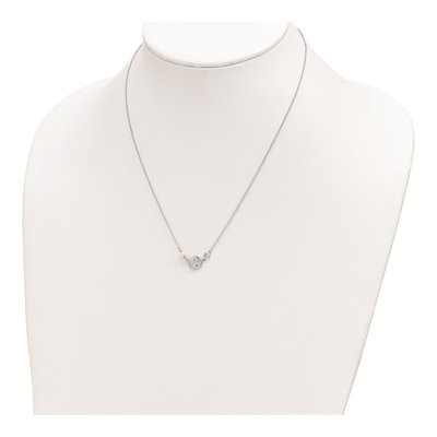 Sterling Silver CZ Pearl Heart Pendant Necklace – view 4