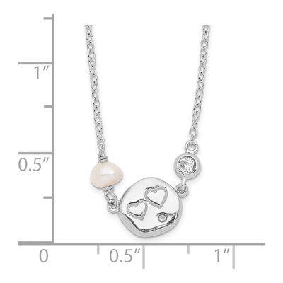 Sterling Silver CZ Pearl Heart Pendant Necklace – view 5
