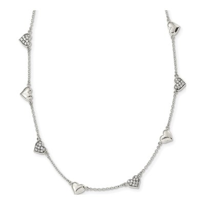 Sterling Silver Antiqued CZ Heart Pendant Necklace – view 3