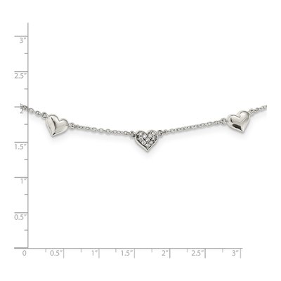 Sterling Silver Antiqued CZ Heart Pendant Necklace – view 5